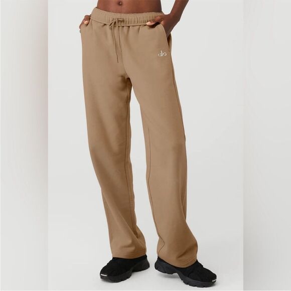 ALO Yoga Accolade Straight Leg Sweatpant Gravel Taupe Lounge Pant Unisex Size XL - Picture 3 of 13